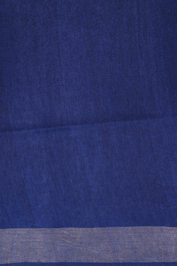 Tussar Silk Saree In Plain Blue With Contrast Border