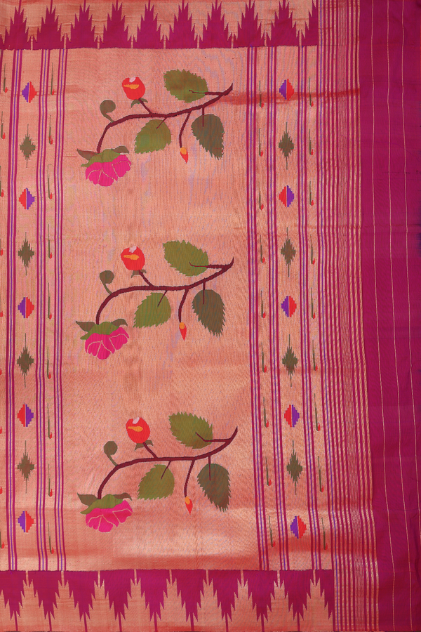 Paithani Silk Saree In Plum Purple With Checks Design