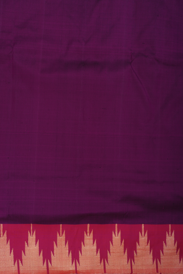 Paithani Silk Saree In Plum Purple With Checks Design