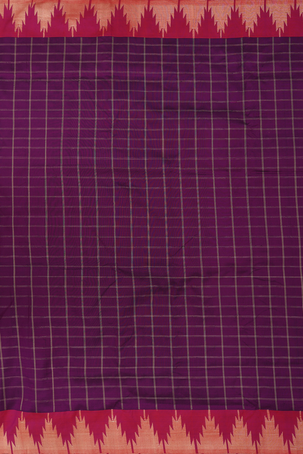 Paithani Silk Saree In Plum Purple With Checks Design