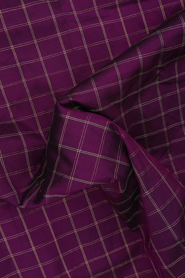 Paithani Silk Saree In Plum Purple With Checks Design