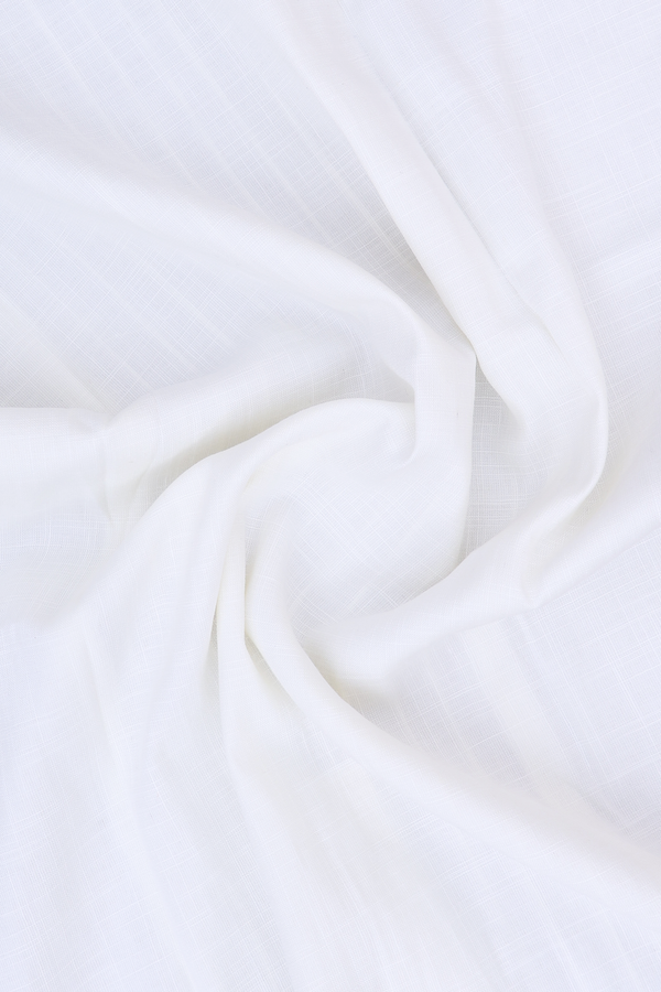 Split Neck Plain White Cotton Long Kurta