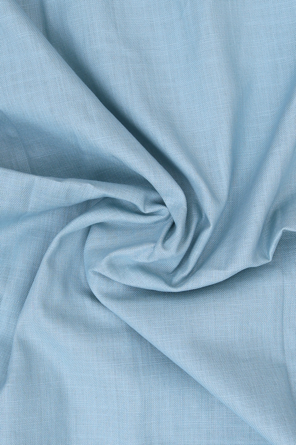 V-Neck Floral Design Turkish Blue Linen Long Kurta