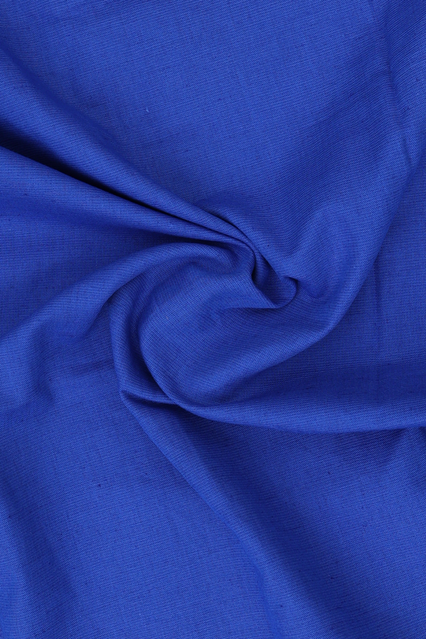 V-Neck Floral Buttas Royal Blue Linen Long Kurta