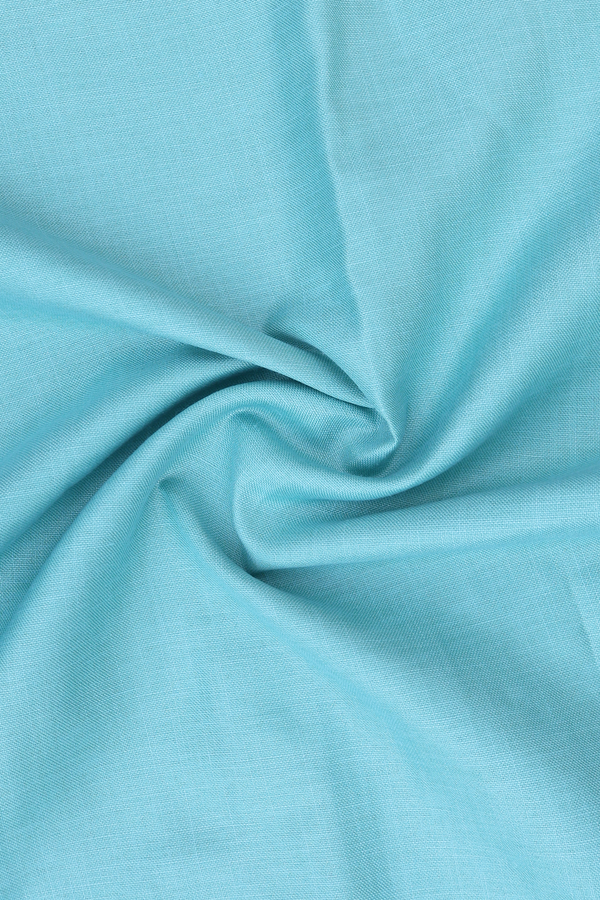 Chinese Neck Stripes Design Turkish Blue Linen Long Kurta