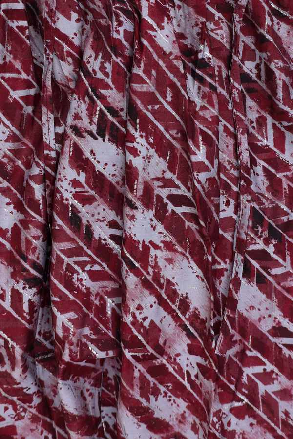 Printed Design Red Rayon Cotton Salwar Set