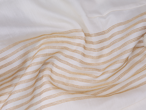 Boat Neck With Stripes Design White Chanderi Readymade Blouse