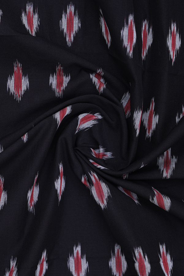 Ikat Buttas Black Pochampally Cotton Dupatta