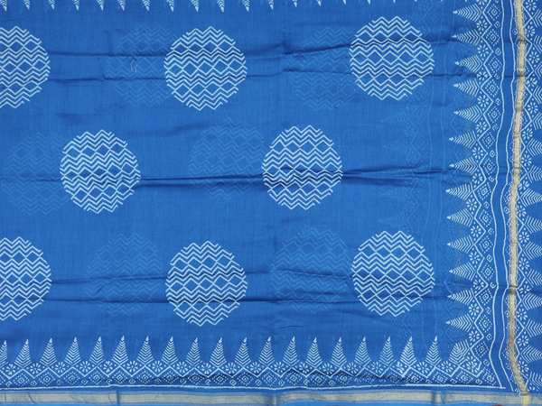 Ikat Buttas Cerulean Blue Cotton Unstitched Salwar Material
