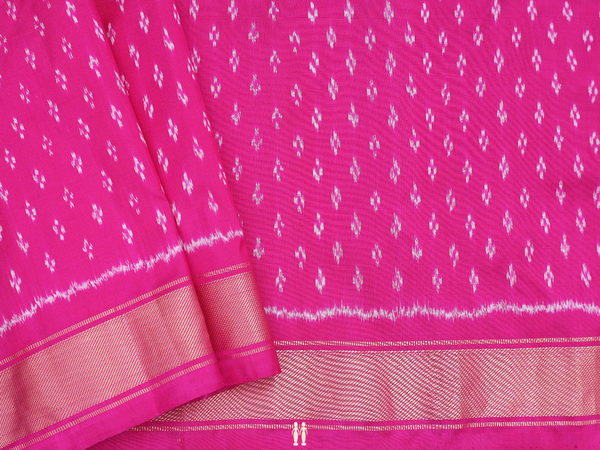 Ikat Buttas Magenta Pochampally Silk Blouse Material