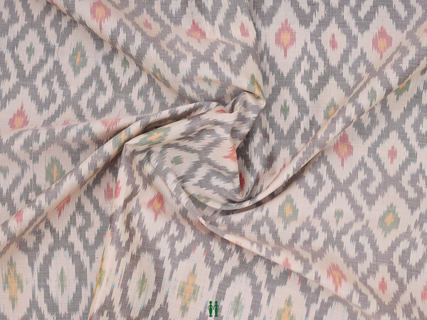 Ikat Design Pastel Brown Pochampally Silk Blouse Material