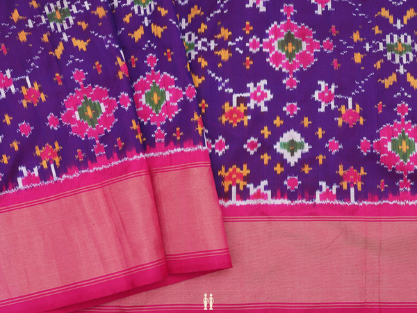 Ikat Design Purple Pochampally Silk Unstitched Blouse Material