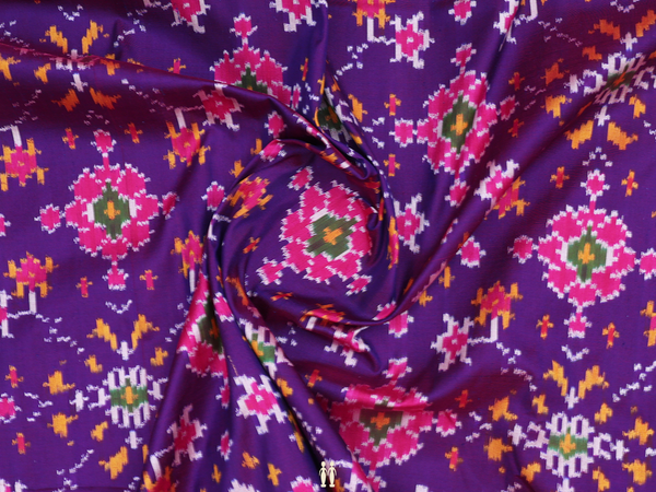 Ikat Design Purple Pochampally Silk Unstitched Blouse Material