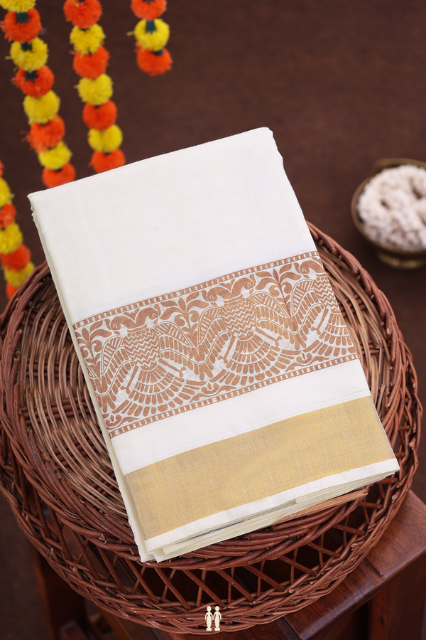 Iruthalai Pakshi Border White Onam Collection