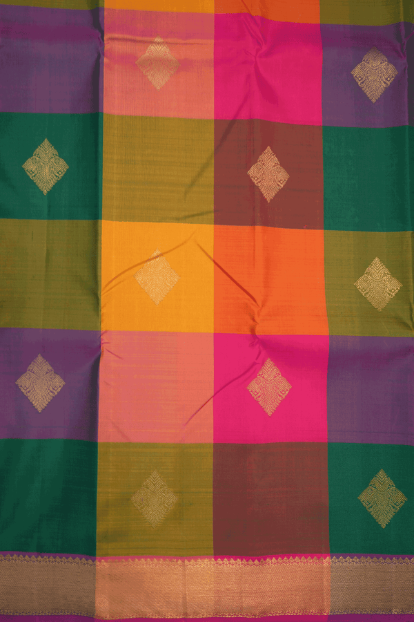 Iruthalai Pakshi Motifs Multicolor Kanchipuram Silk Saree