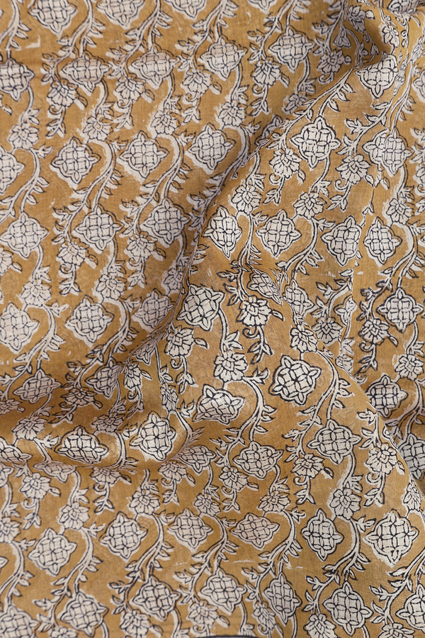 Mangalagiri Cotton Saree Greenish Brown With Printed Design