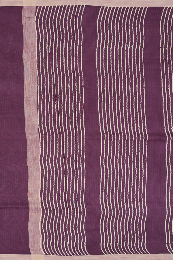 Kota Cotton Saree In Plum Brown With Printed Design