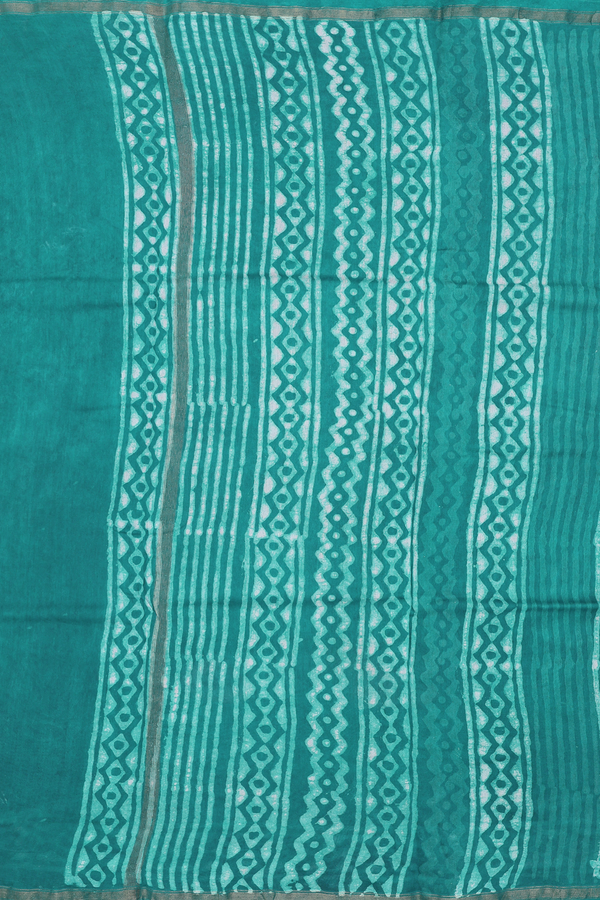 Chanderi Cotton Saree In Teal Green With Floral Buttas