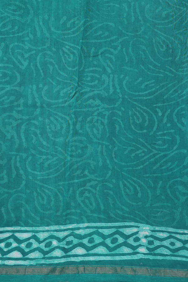 Chanderi Cotton Saree In Teal Green With Floral Buttas