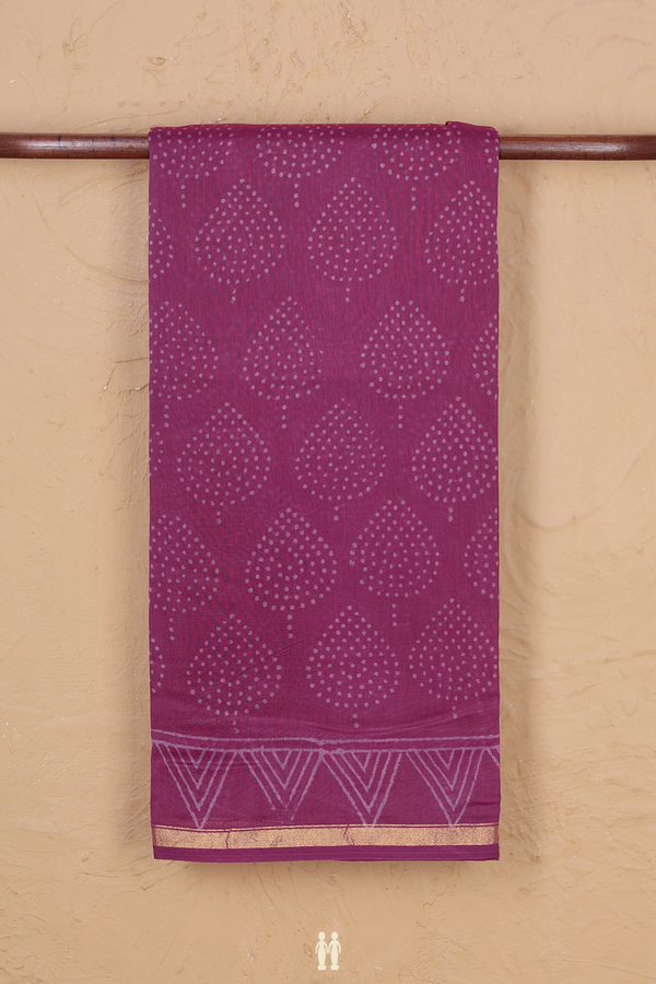 Chanderi Silk Cotton Saree Purple Rose With Printed Design