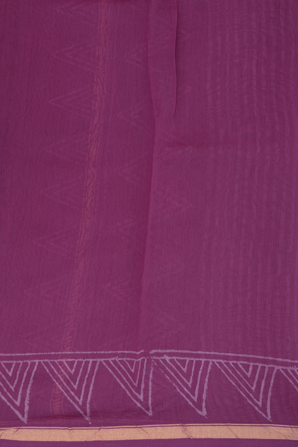 Chanderi Silk Cotton Saree Purple Rose With Printed Design