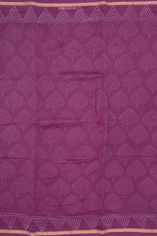 Chanderi Silk Cotton Saree Purple Rose With Printed Design