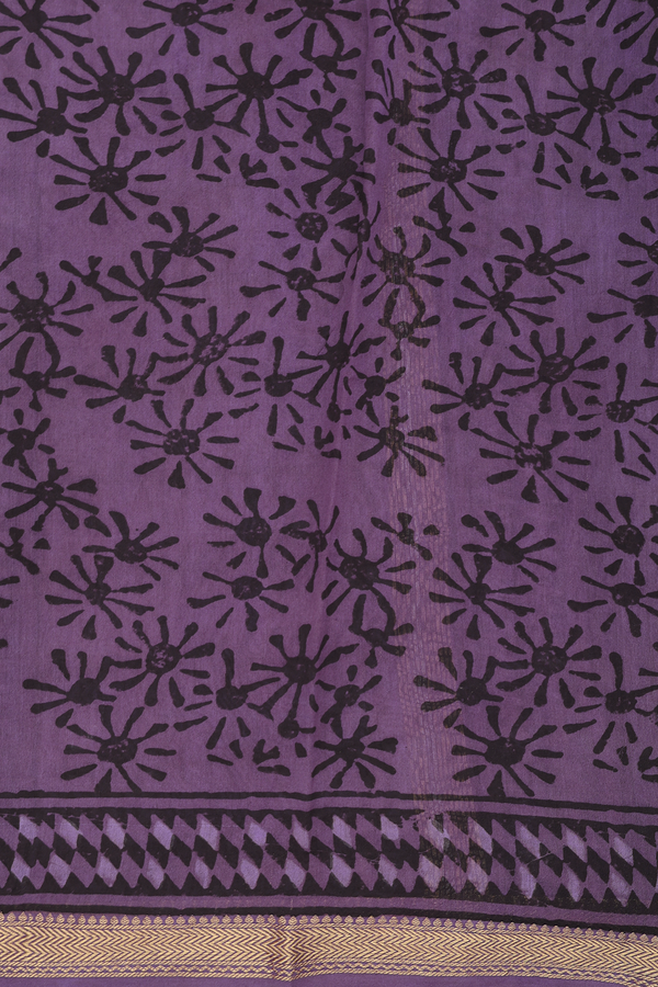 Chanderi Silk Cotton Saree In Purple With Printed Design