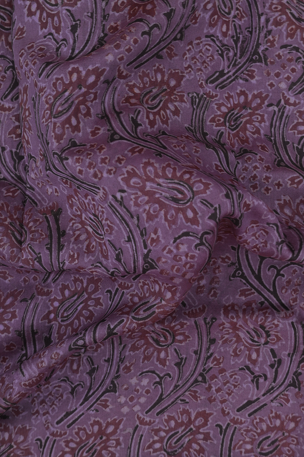 Chanderi Silk Cotton Saree In Purple With Printed Design