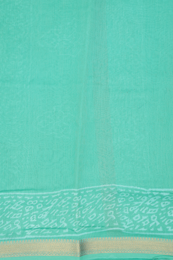 Chanderi Cotton Saree In Tiffany Blue With Paisley Design