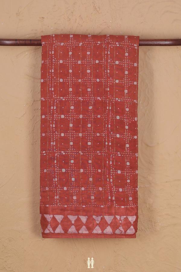Modal Silk Saree In Dusty Red With Allover Design
