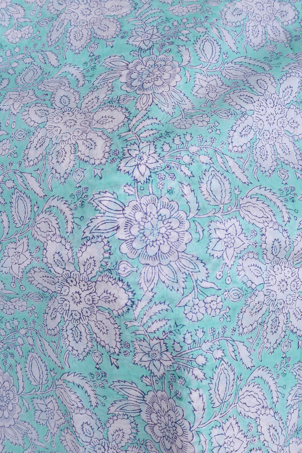Chanderi Cotton Saree In Light Blue With Floral Design
