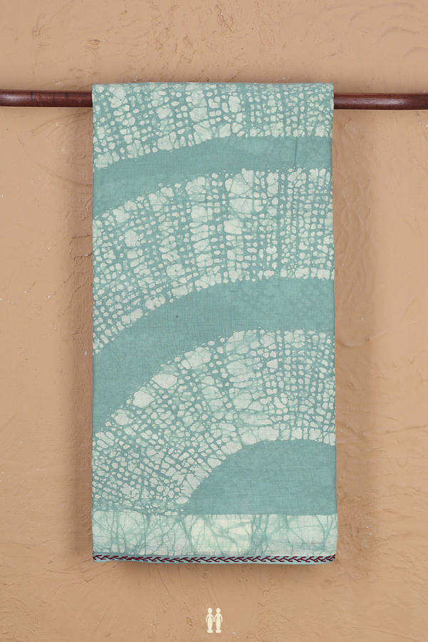 Jaipur Cotton Saree In Aegean Blue With Printed Design