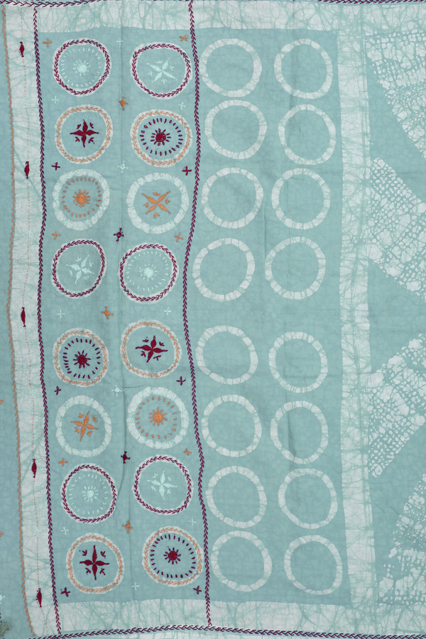 Jaipur Cotton Saree In Aegean Blue With Printed Design