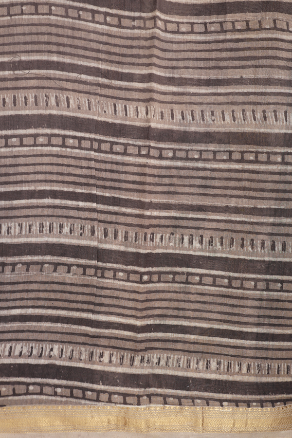 Chanderi Cotton Saree In Beige With Floral Design