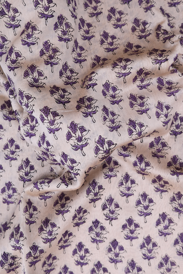Chanderi Cotton Saree In Pale Brown With Floral Design