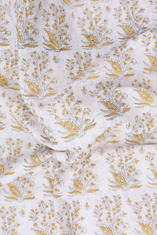 Jaipur Printed Cotton Saree In White With Floral Design