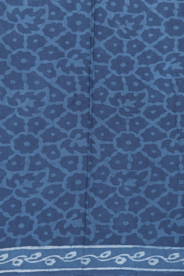 Jaipur Cotton Saree In Capri Blue With Floral Design