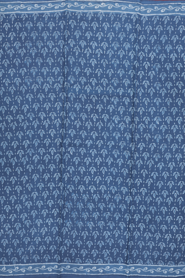 Jaipur Cotton Saree In Capri Blue With Floral Design