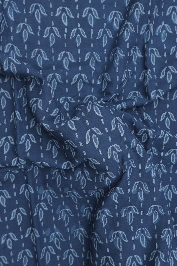 Jaipur Cotton Saree In Capri Blue With Floral Design