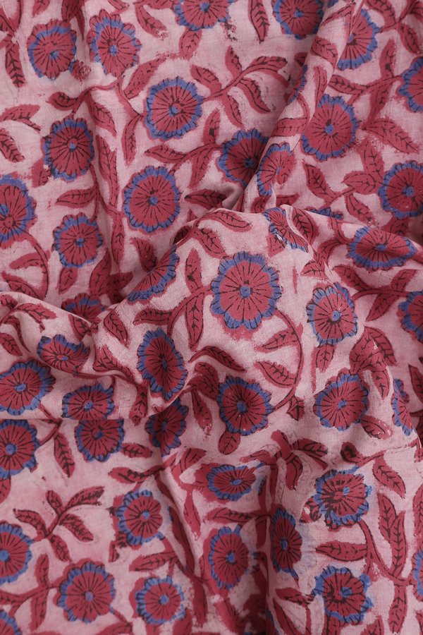 Jaipur Cotton Saree In Dusty Pink With Floral Printed Design