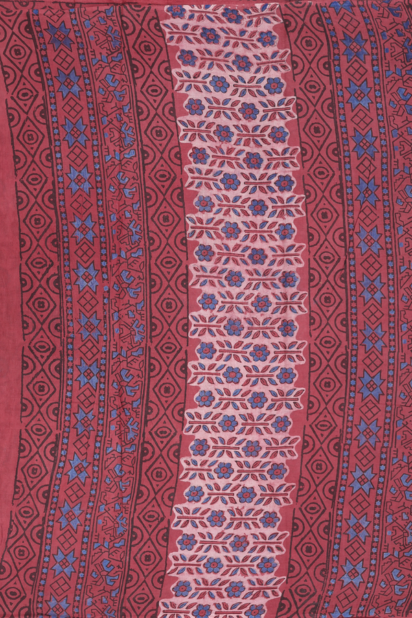 Jaipur Cotton Saree In Dusty Pink With Floral Printed Design