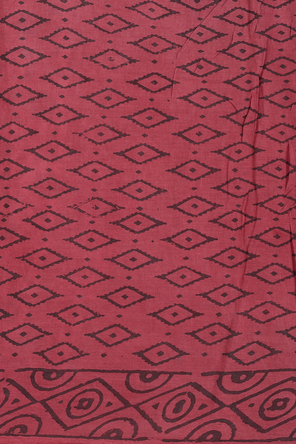 Jaipur Cotton Saree In Dusty Pink With Floral Printed Design