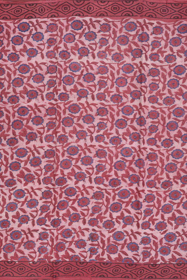 Jaipur Cotton Saree In Dusty Pink With Floral Printed Design