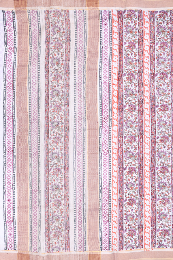 Tussar Silk Saree In Mauve With Printed Buttas