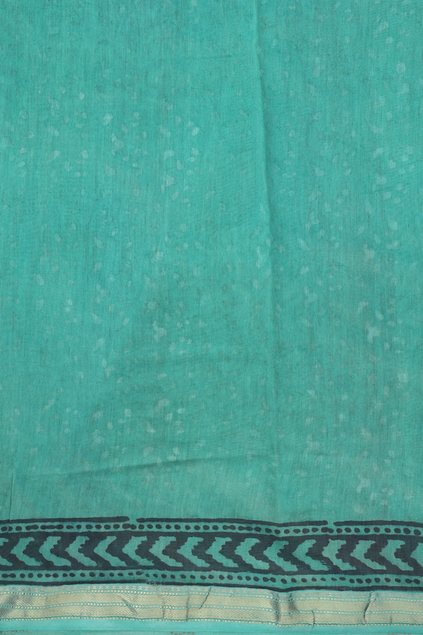 Chanderi Cotton Saree In Green With Floral Design