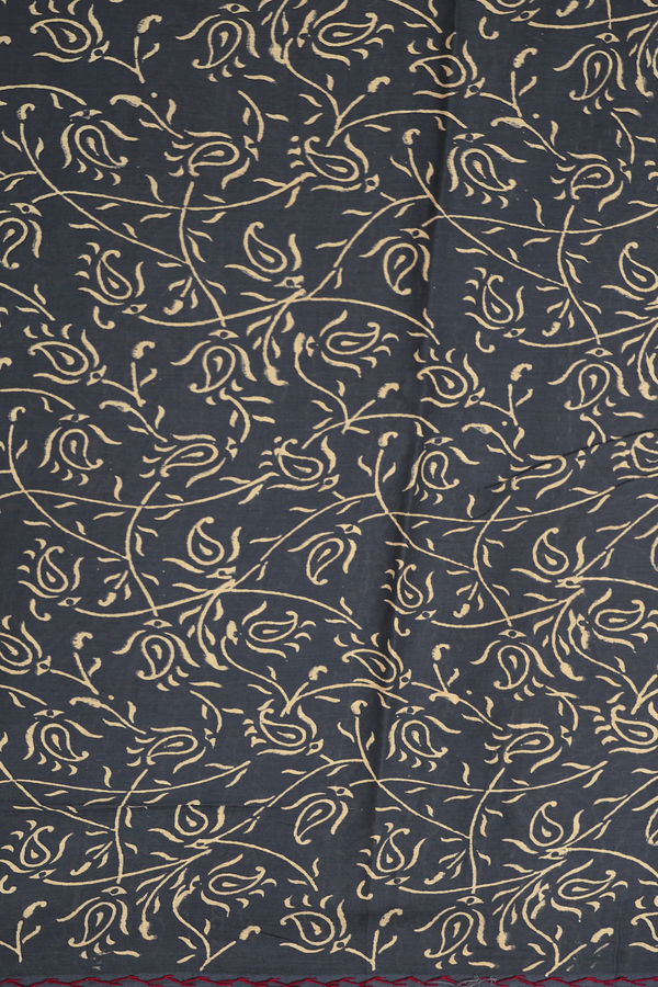 Jaipur Cotton Saree In Charcoal Grey With Printed Design