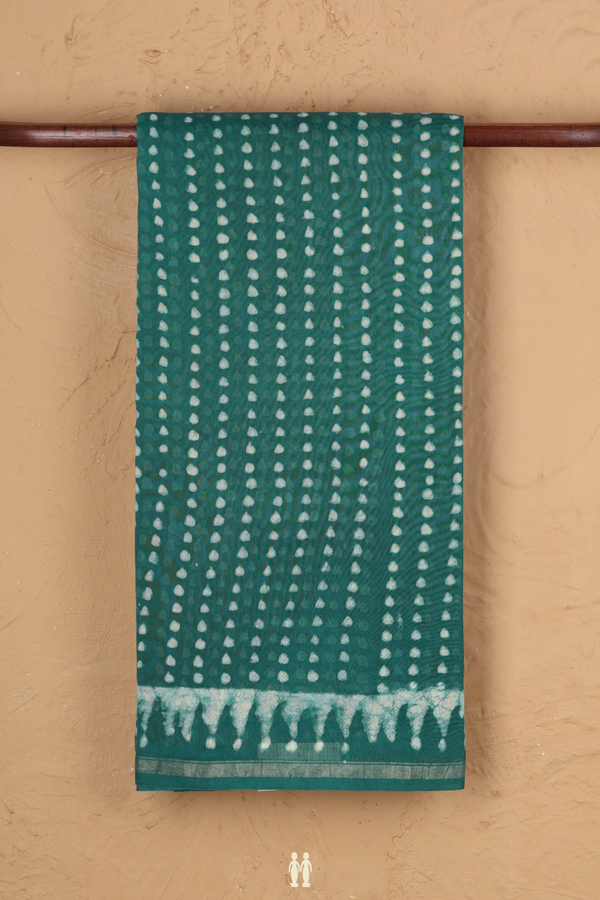 Chanderi Cotton Saree In Green With Printed Design