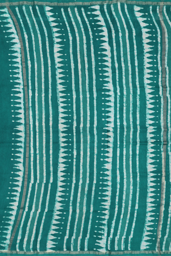 Chanderi Cotton Saree In Green With Printed Design