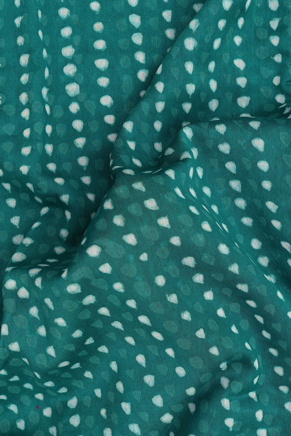Chanderi Cotton Saree In Green With Printed Design