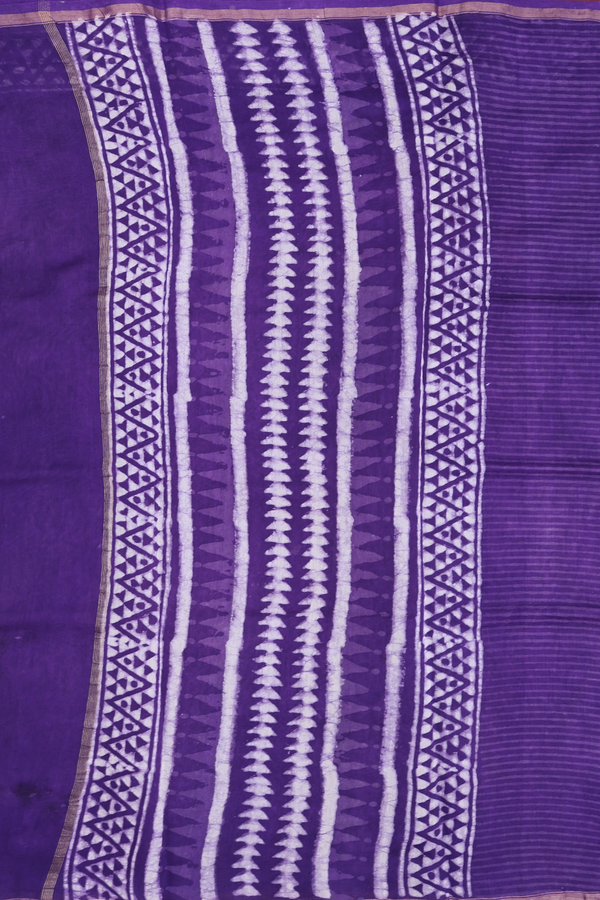 Chanderi Cotton Saree In Purple With Floral Buttas